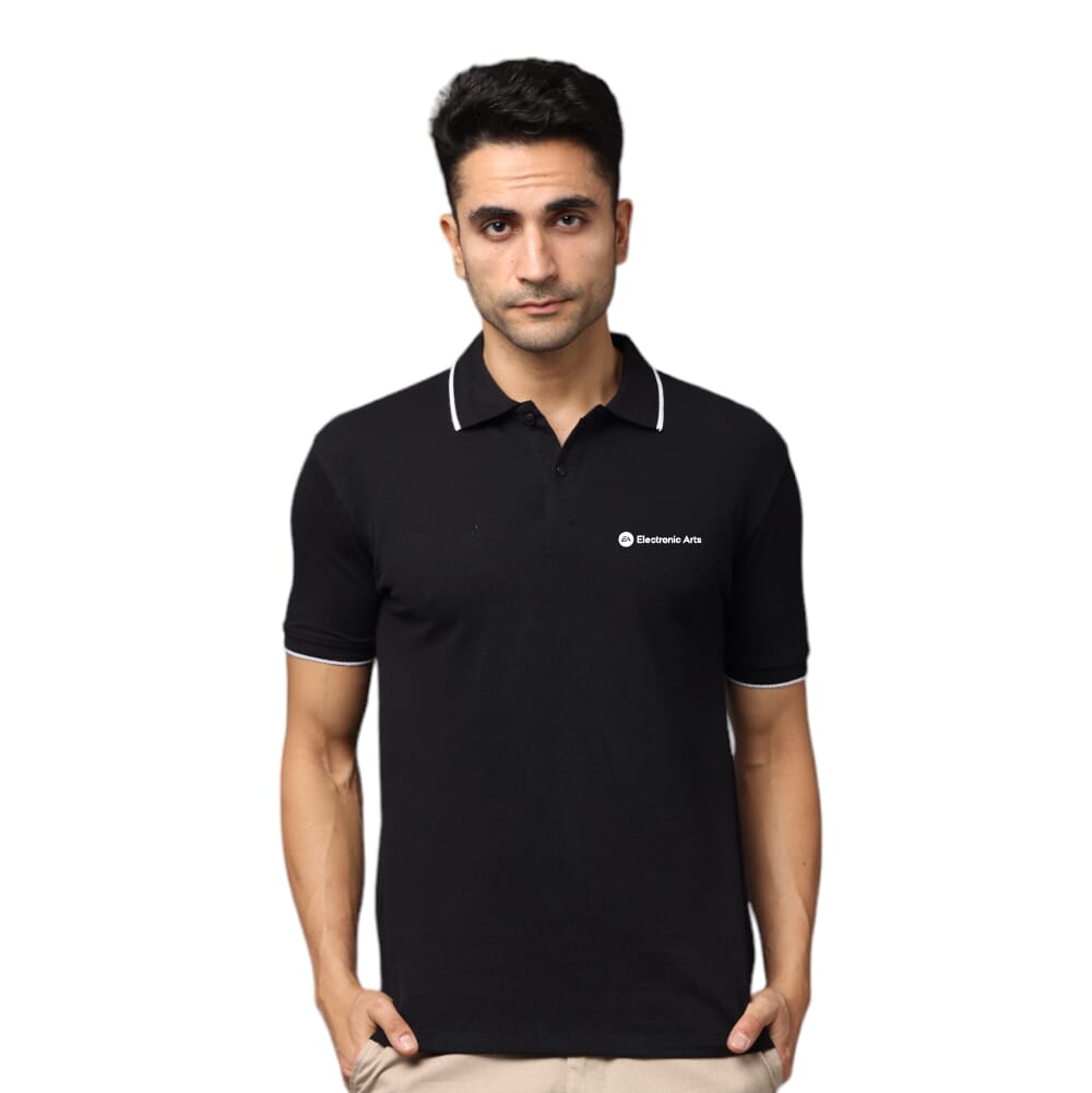 Greys&Blues Pima Collar T-Shirt- Black